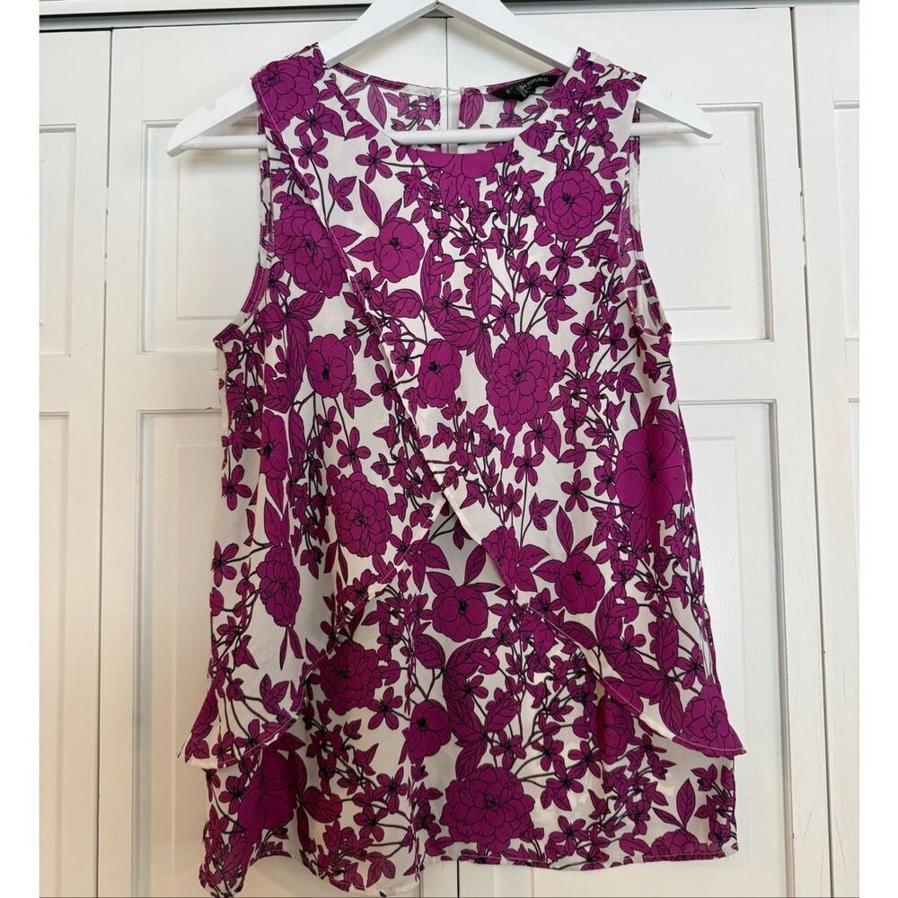 Banana Republic pink floral crewneck layered front tank size small - Picture 2 of 8